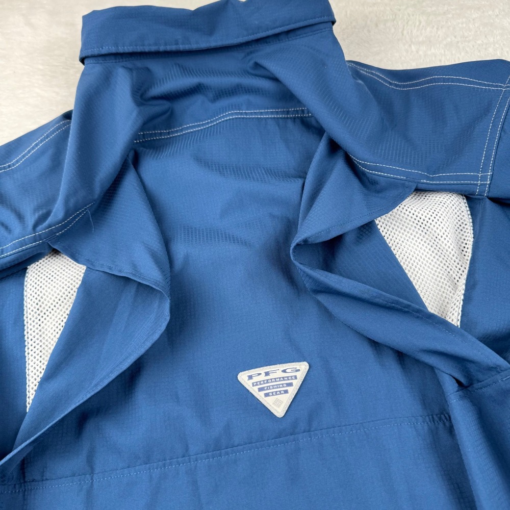 Columbia PFG Fishing Shirt Mens XXL Blue Short Sleeve Ventilated Omni-Shade - Picture 14 of 14